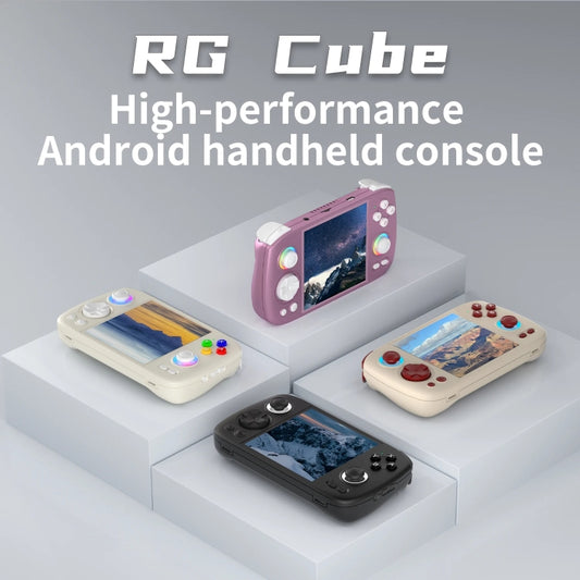 ANBERNIC RG Cube Retro Handheld Game Console With 3.95 Inch Screen T820 CPU Android 13 RGB Light With 128G TF Card(Gray) by ANBERNIC