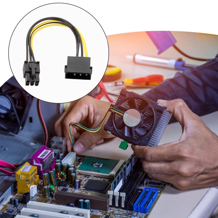 15cm Large 4Pin To 6Pin Power Cord Graphics Card Adapter Cable by buy2fix