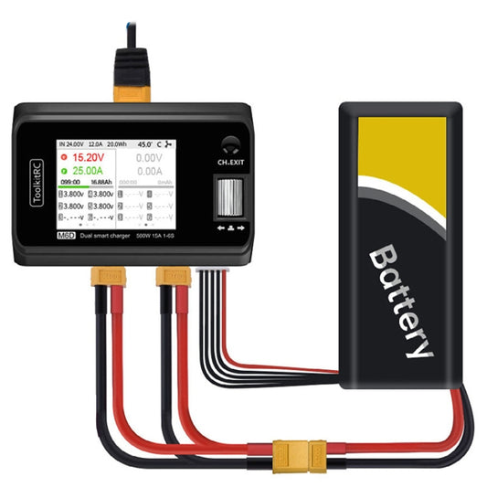 ToolkitRC M6D 500W Toy Airplane Dual Channel Li-Po Battery Balance Charger(Black) by ToolkitRC