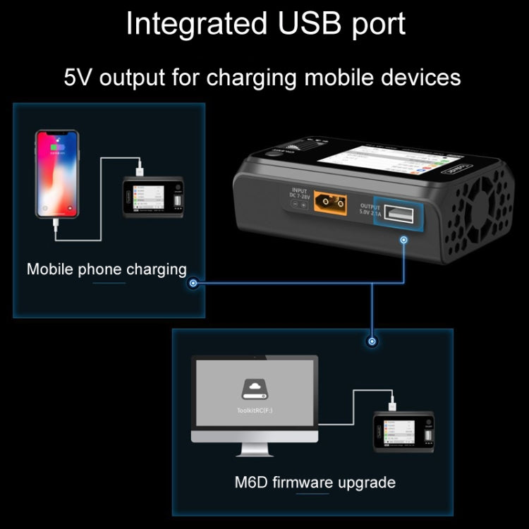 ToolkitRC M6D 500W Toy Airplane Dual Channel Li-Po Battery Balance Charger(Black) by ToolkitRC