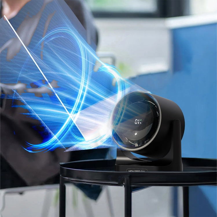 HX-F315 100-speed USB Charging Digital Display Wall-mounted Desktop Turbine Fan(Black) by buy2fix