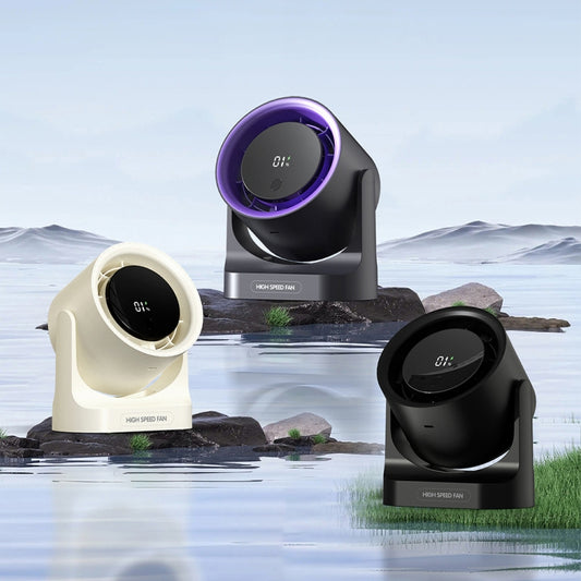 HX-F315 100-speed USB Charging Digital Display Wall-mounted Desktop Turbine Fan(White) by buy2fix