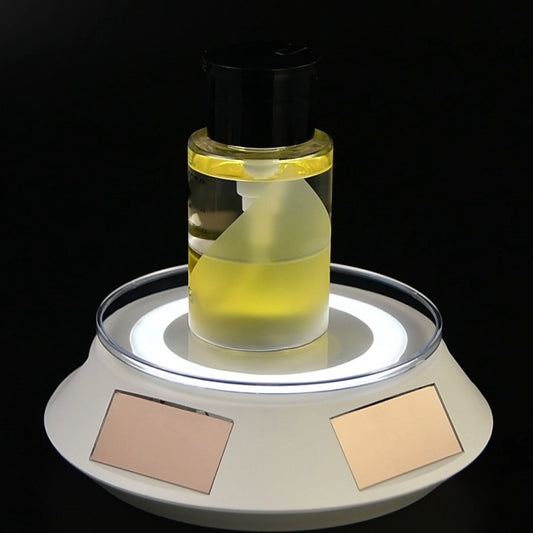 14cm Solar Energy Spinning Display Stand with LED Light for Jewelry Crystal Product Display, Style: Black Transparent by buy2fix