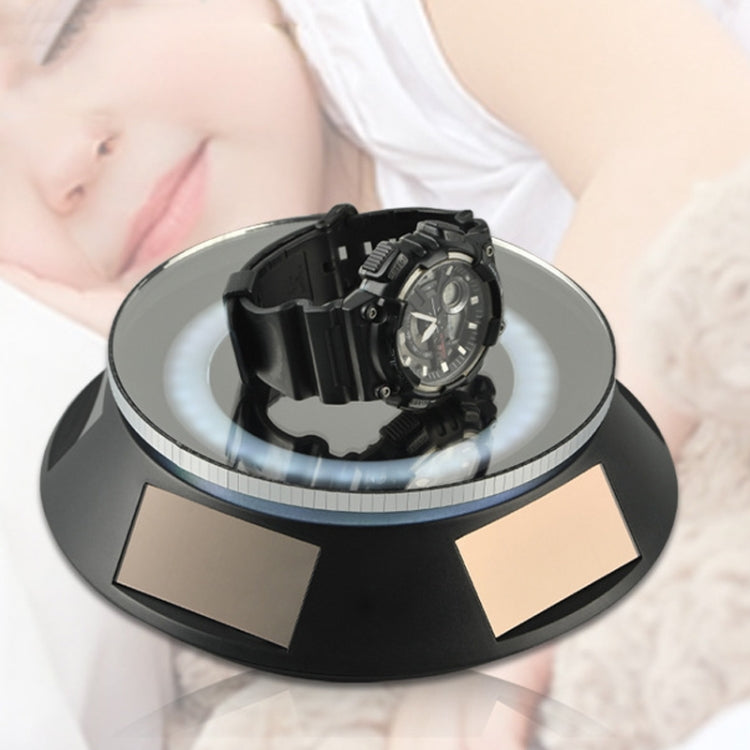 14cm Solar Energy Spinning Display Stand with LED Light for Jewelry Crystal Product Display, Style: Black Transparent by buy2fix