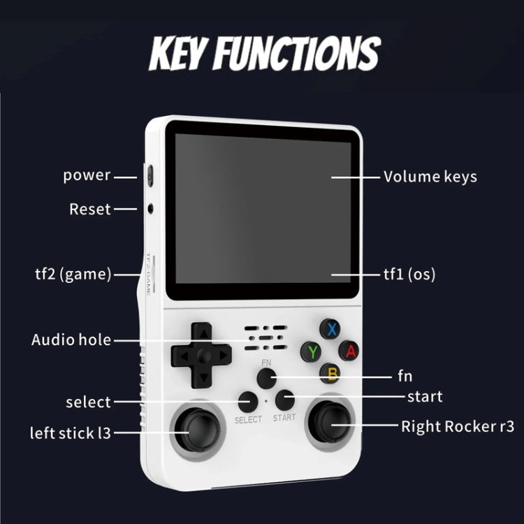 R36S Retro Handheld Game Console Linux System 3.5-Inch Screen Double TF Card Version 128G White - Pocket Console by buy2fix | Online Shopping UK | buy2fix