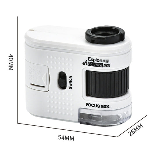 80X Children Mini Portable Microscope Student Antique Jewelry Identification Science Experiment Teaching Toy, Model: No Phone Clip by buy2fix