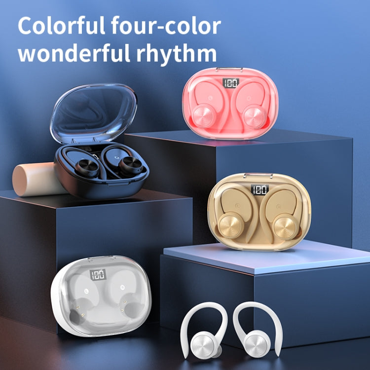 Stereo Hanging Ear Bluetooth Earphones With Digital Display Charging Compartment(Black) by buy2fix