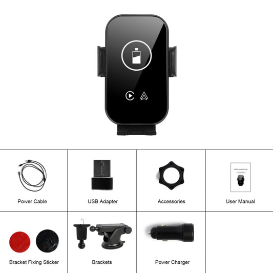Fast Charging Retractable Recharging Cell Phone Holder With Wireless CarPlay Android Auto Function(Standard) by buy2fix