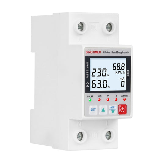 SINOTIMER SVP-688W-L TUYA APP WiFi Smart Circuit Breaker Over Under Voltage Protector by SINOTIMER
