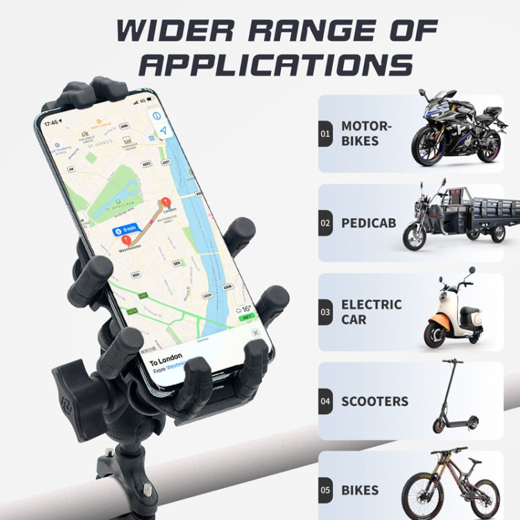 Outdoor Motorcycle Aluminum Alloy Shock-absorbing Mobile Phone Holder(Handlebar Model) by buy2fix