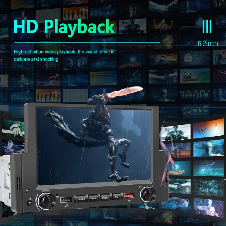 6.2 Inch MP5 Player Single Butt Universal Wired CarPlay Car Monitor, Model: Standard+4 Light Camera by buy2fix