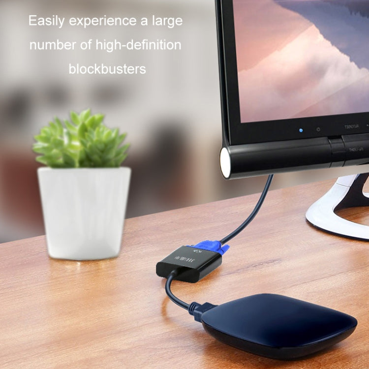 JINGHUA HDMI To VGA Adapter Cable Laptop Video Converter, Color: No Audio Black by JINGHUA