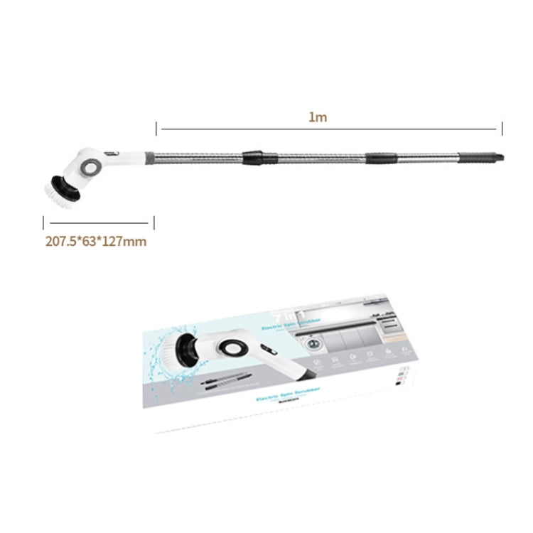 7 In 1 Electric Spin Scrubber Rechargeable Waterproof Floor Clean Bush with 23.6 Inch Adjustable Handle(White) by buy2fix