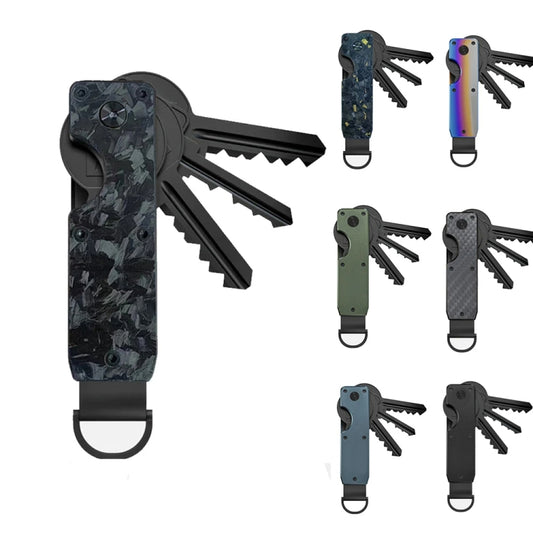 Compact Key Organizer Metal Key Chain Can Hold 2-6 Keys Black by buy2fix