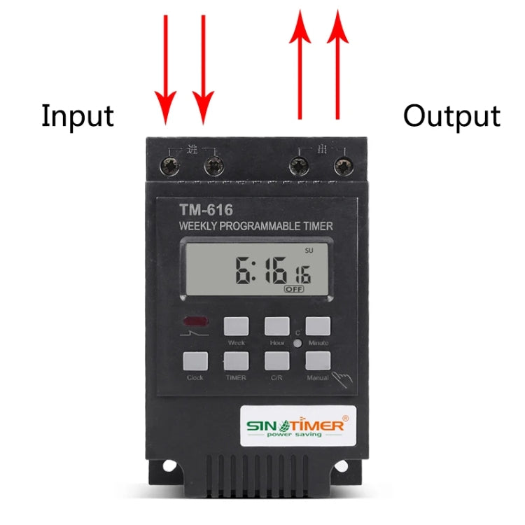 SINOTIMER TM616B-1 110V 30A Weekly Programmable Digital Timer Switch Relay Control by SINOTIMER