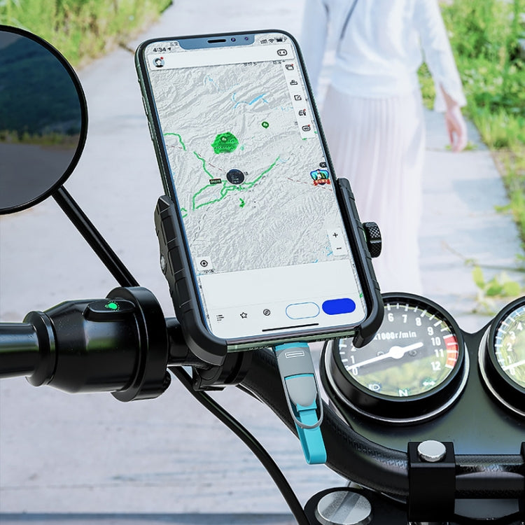 Kewig M8 Motorcycle Navigation Phone Holder Outdoor Riding Charging Bracket(Blue) by Kewig