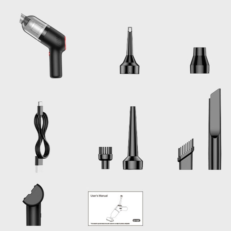 Wireless Charging Car Vacuum Cleaner Mini Handheld High Power Wet and Dry Vacuum Cleaner, Color: Black by buy2fix