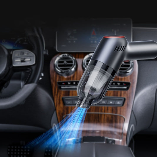 Wireless Charging Car Vacuum Cleaner Mini Handheld High Power Wet and Dry Vacuum Cleaner, Color: Black+2 Filters by buy2fix