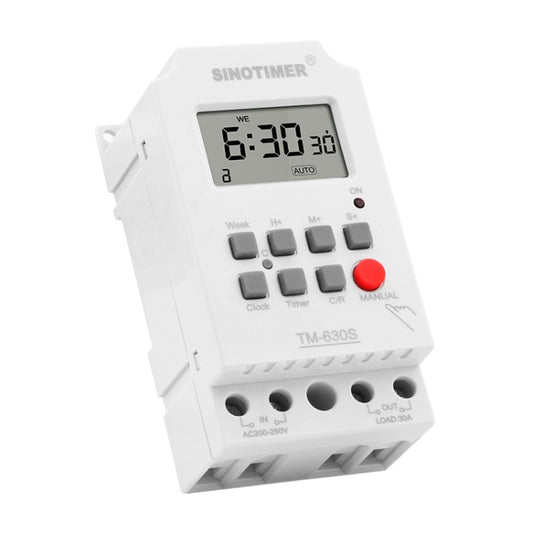 SINOTIMER TM630S-1 110V 30A Timer Switch 1 Second Interval Weekly Programmable Time Relay by SINOTIMER