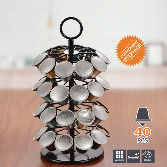 For Nespresso OASISWJ Assembly 40pcs 360 Degree Rotating Coffee Capsule Organizer(Black) by OASISWJ
