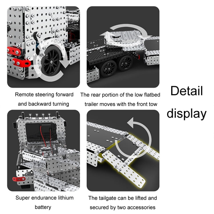 2011pcs / Box ZBToys Building Blocks Mechanical Toys Hand-Assembled Remote Control Trailer Metal Model by ZBToys