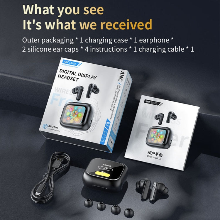 LX-10 Full-Color Touch Screen ANC+ENC Dual Noise Reduction In-Ear Wireless Bluetooth Earphone(Black) by buy2fix