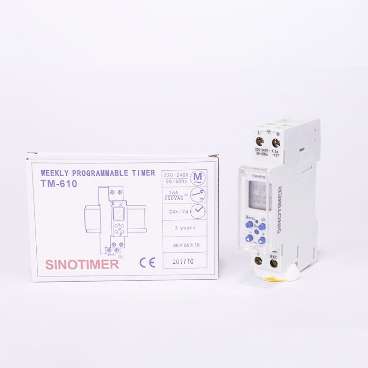 SINOTIMER TM610-2 220V 18mm Width Weekly Programmable Digital Timer Switch by SINOTIMER
