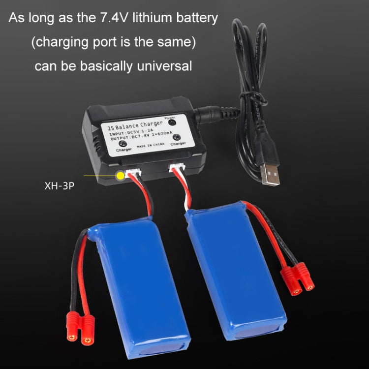 One-To-Two 7.4V Lithium Battery Overcharge Protection USB Charger With Light(XH-3P Plug) by buy2fix