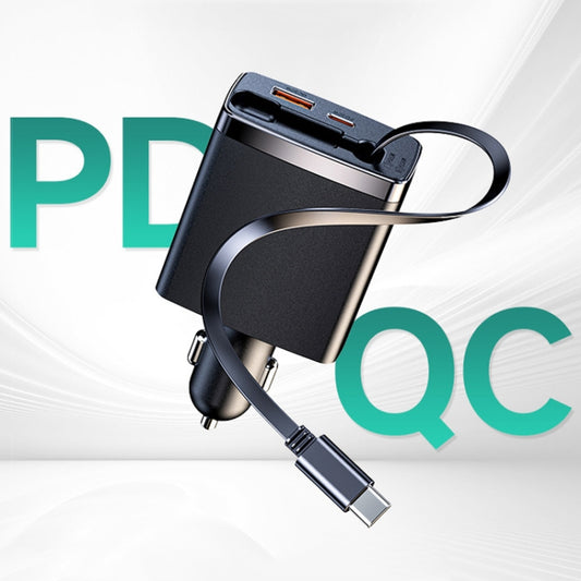 Car Retractable Charger One To Three Automobile Cigarette Lighter, Interface: Type-C by buy2fix