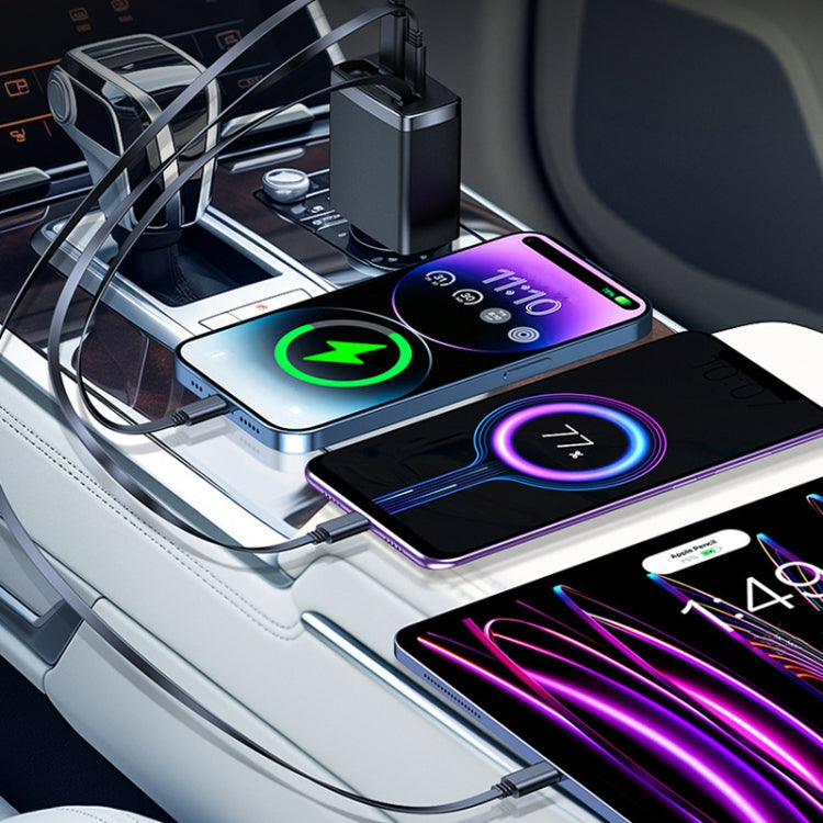 Car Retractable Charger One To Three Automobile Cigarette Lighter, Interface: Type-C by buy2fix