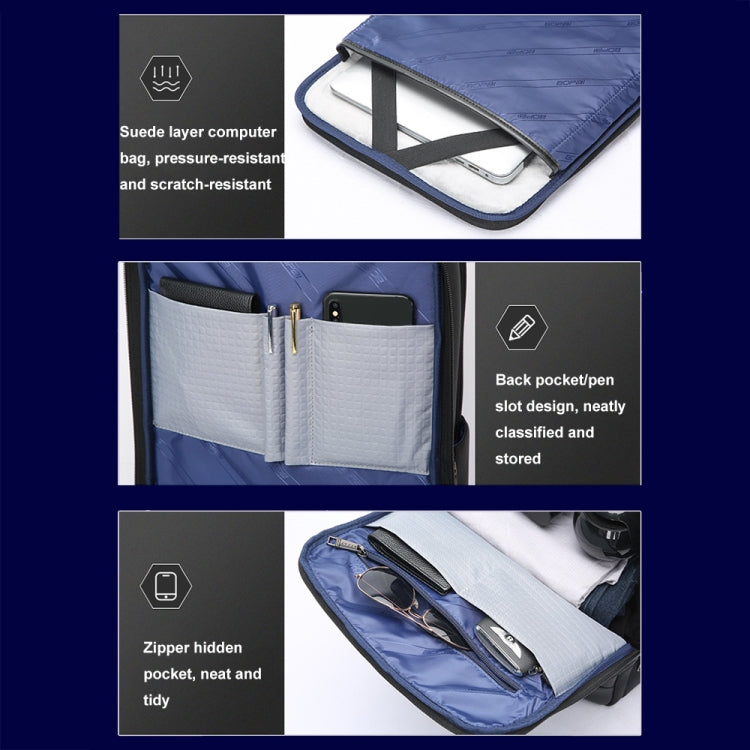 Bopai 61-51011 Large-Capacity Waterproof Business Laptop Backpack With USB+Type-C Port(Black) by Bopai