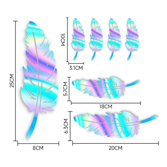 7pcs / Set Car Feather Scratch Decal 3D Reflective Bumper Stickers(Colorful Radium Color) by buy2fix