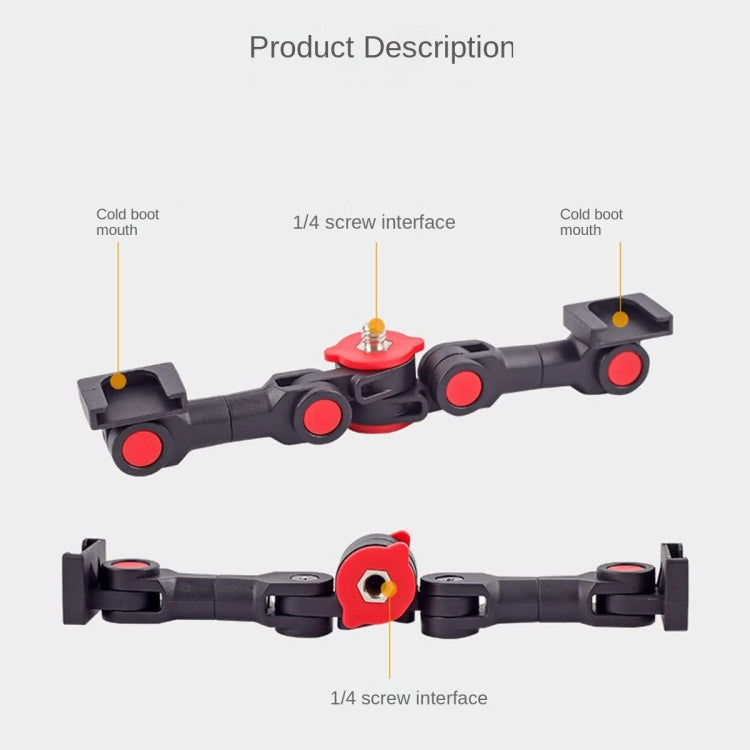 Dual Cold Shoe Mount Adapter Magic Arm Extension Bar Bracket Stand for Camera Mobile Phone by buy2fix