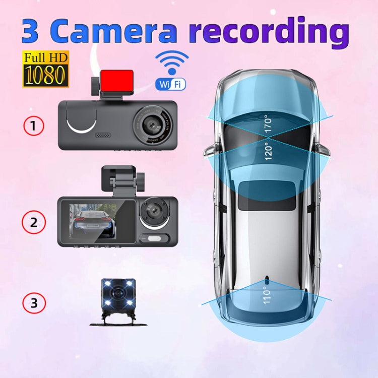 High-Definition Night Vision Driving Recorder, Model: Triple Recording With WIFI Mobile Playback by buy2fix