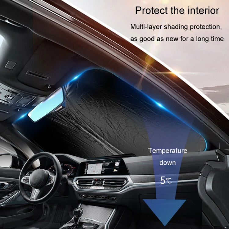 Car Sunshade Summer Front Windshield Sunscreen Heat Insulation Folding Car Sunshade Curtain(145x70cm Titanium Silver) by buy2fix