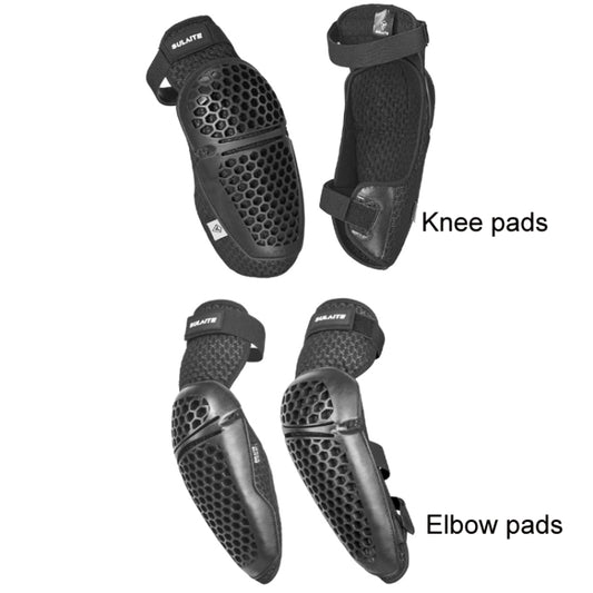 SULAITE Cycling Honeycomb Breathable Heat Dissipation Motorcycle Adjustable Protective Gear, Style: 4pcs /Set Knee Elbow Pads by SULAITE