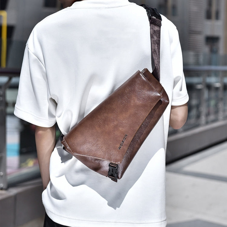 WEIXIER D515 Men Crossbody Single Shoulder Bag Large Capacity Waterproof Messenger Backpack(Brown) by WEIXIER