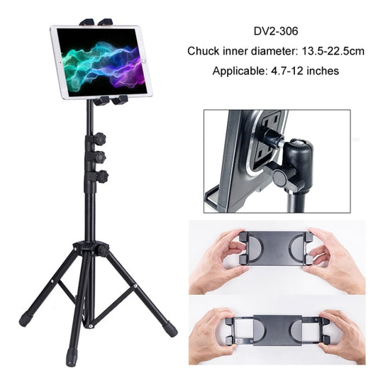 1.6m Adjustable Tablet Stand Floor-Standing Retractable Mobile Phone Tripod, Model: 306(With Cloth Bag+Sheep Head Phone Clamp) - Lazy Bracket by buy2fix | Online Shopping UK | buy2fix