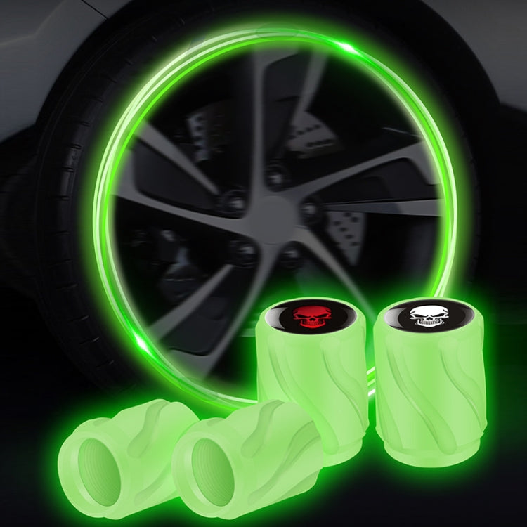4pcs /Set Luminous Car Motorcycle Tire Modified Valve Cap, Color: Green White Skull by buy2fix