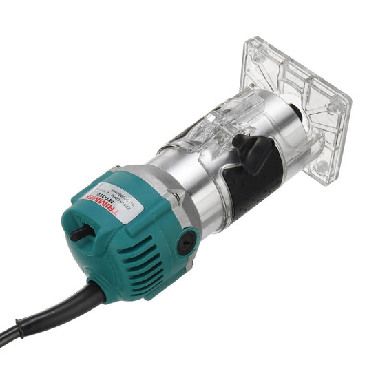 MOYI Aluminum Body Multifunctional Small Electric Woodworking Carving Slotting Trimming Machine, Specifications: 15 Milling Cutters US Plug by buy2fix