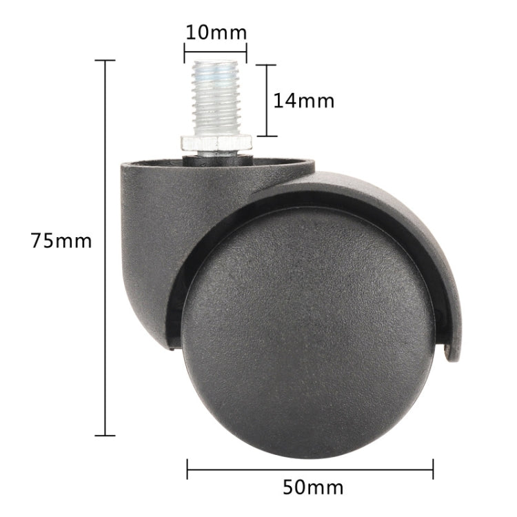 M10 Screw Quiet Swivel Chair Universal Wheels Office Chair Roller Casters(Black) by buy2fix