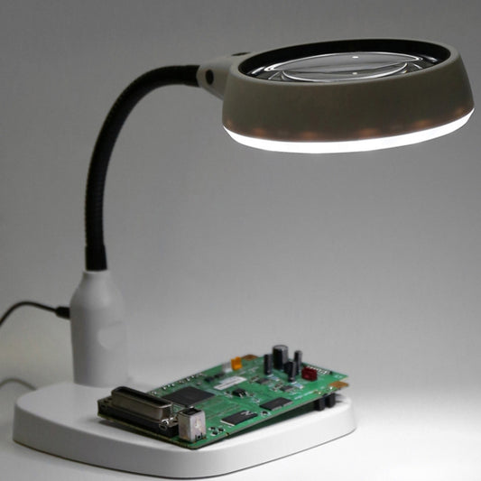 Desktop With 21 LED Lights 10X HD Reading Repair Metal Hose Magnifier(EU Plug) by buy2fix