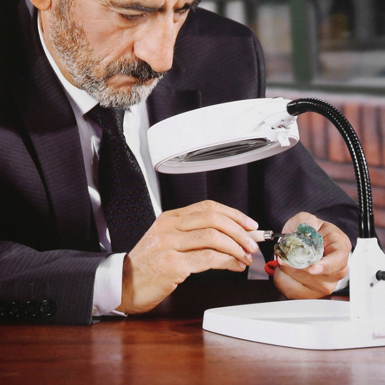 Desktop With 21 LED Lights 10X HD Reading Repair Metal Hose Magnifier(EU Plug) by buy2fix