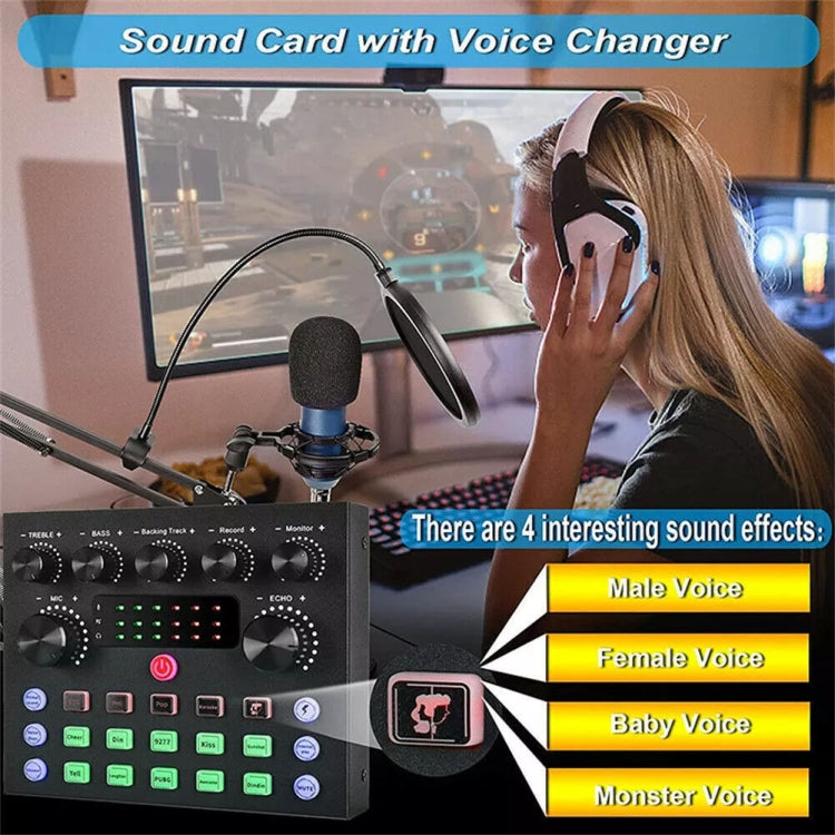 V8S Audio Mixer Live Voice Changer External Sound Card, Color: Black by buy2fix