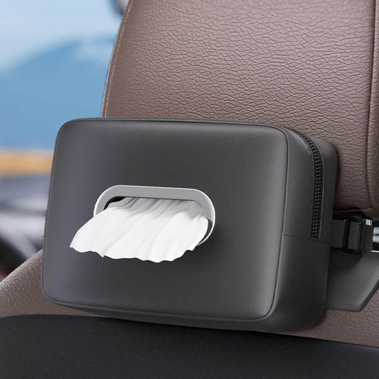 Car Seat Armrest Tissue Box Sun Visor Seat Back Hanging Paper Bag(Black) by buy2fix