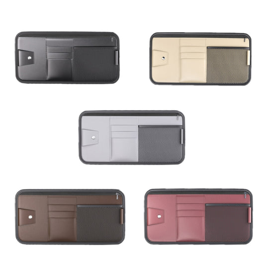 Car Sun Visor Card Glasses Holder Zipper Storage Bag(Red) by buy2fix