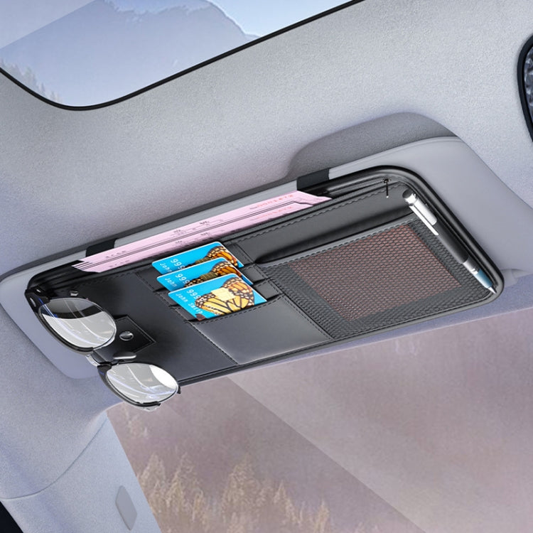 Car Sun Visor Card Glasses Holder Zipper Storage Bag(Beige) by buy2fix