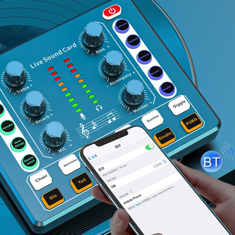 M8 Recording And Singing Live Bluetooth Sound Card Set, Color: White+Gold Cantilever Earphone by buy2fix