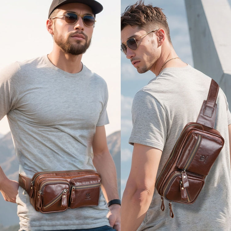 BULL CAPTAIN 082 Large-Capacity First-Layer Cowhide Retro Single-Shoulder Crossbody Bag(Brown) by BULL CAPTAIN