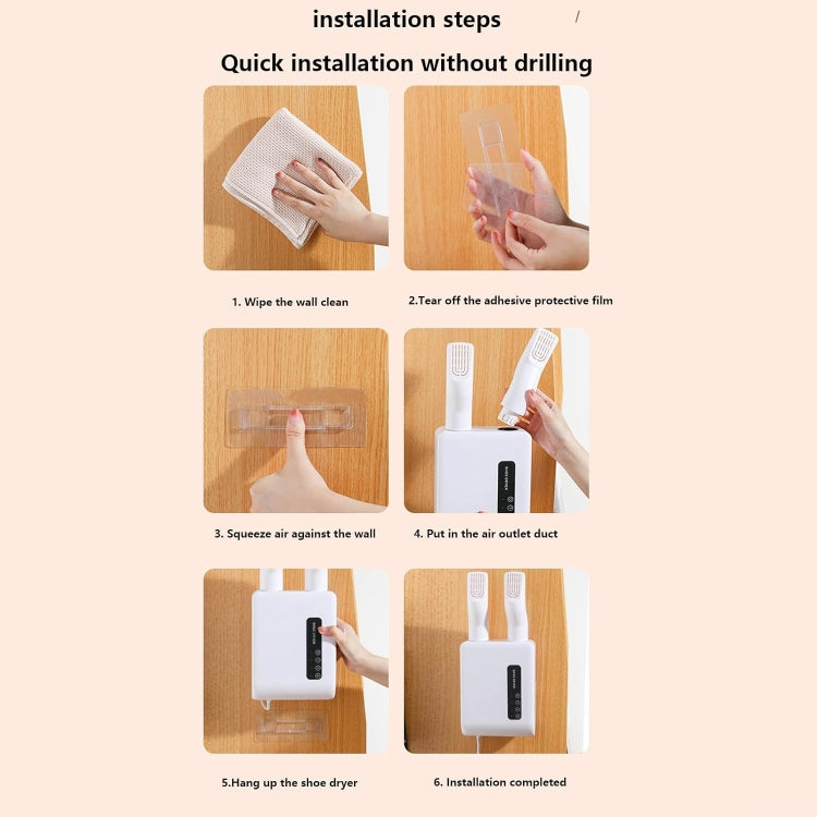 140W Boot Dryer Wall Mounted Shoes Warmer Heater, 3 Gear Timing, 360 Degree Rotating Air Outlet AU Plug(White) by buy2fix